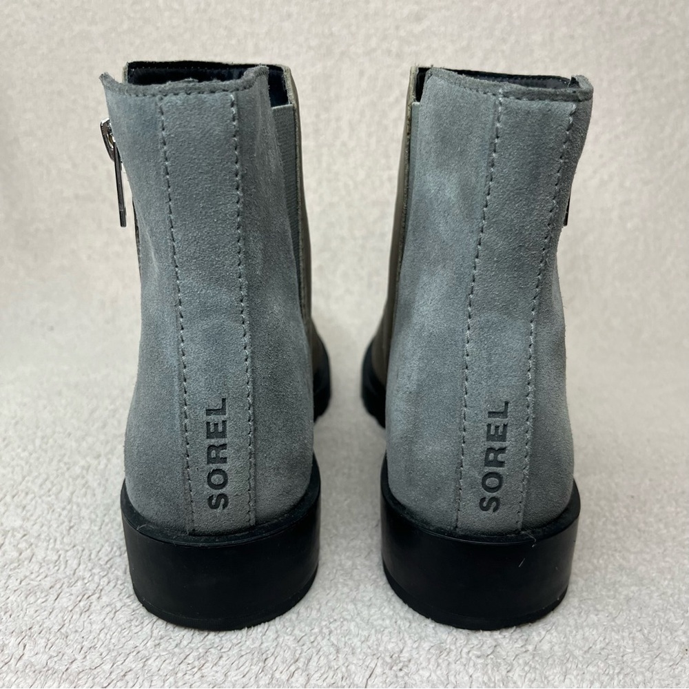 Sorel Emelie Zip Waterproof Leather & Suede Chelsea Ankle Boots Women’s 7 Gray - Picture 7 of 11